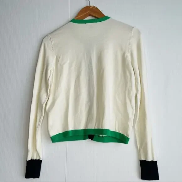 The Webster for Target dressy ivory and green cardigan size medium - Picture 2 of 9